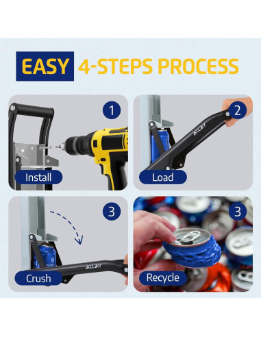 ALLAY Trituradora de Latas Montada en Pared con Abrebotellas