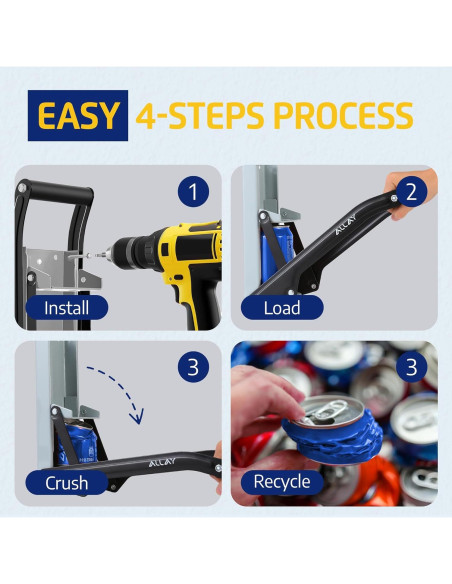 ALLAY Trituradora de Latas Montada en Pared con Abrebotellas