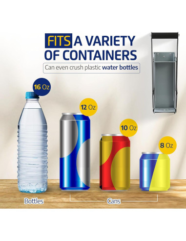 ALLAY Trituradora de Latas Montada en Pared con Abrebotellas