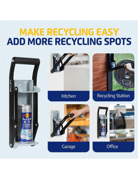 ALLAY Trituradora de Latas Montada en Pared con Abrebotellas