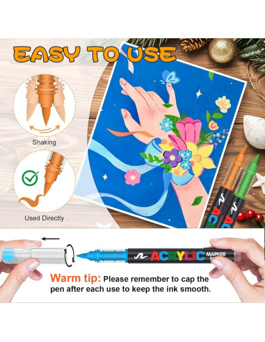 120 Marcadores de Pintura Acrílica Astriscribe - Punta de Pincel