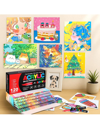 120 Marcadores de Pintura Acrílica Astriscribe - Punta de Pincel