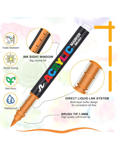 120 Marcadores de Pintura Acrílica Astriscribe - Punta de Pincel