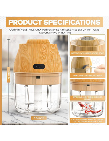 Picadora Eléctrica Genérico Jomari 250ml Inalámbrica USB