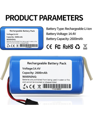 Batería Reemplazo Li-ion 14.4V 2600mAh para Aspiradoras