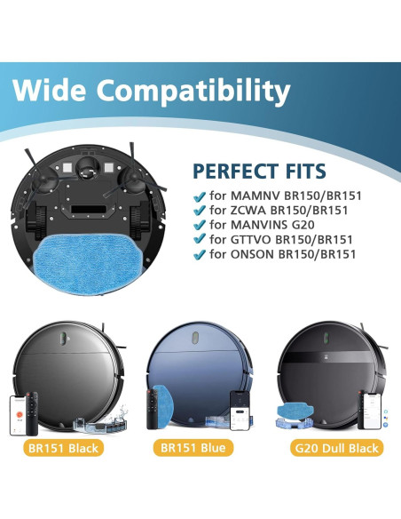 Kits de Repuesto Lacvik para Aspiradora Robot BR150/BR151 - 6 Filtros HEPA, 5 Paños de Mopa, 10 Cepillos Laterales Kits de Repuesto Lacvik para Aspiradora Robot BR150/BR151 - 6 Filtros HEPA, 5 Paños de Mopa, 10 Cepillos Laterales