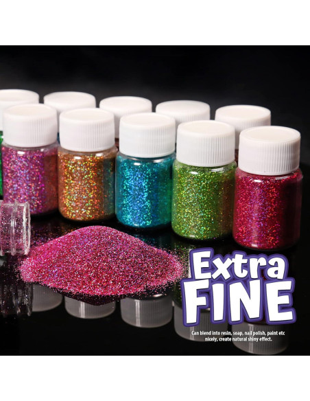 Purpurina Holográfica Fina LEOBRO 15 Colores 10g para Manualidades