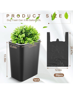 Cubo de Basura para Excremento de Perro Jingmore 15L Negro 2