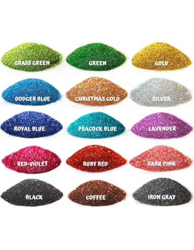 Purpurina Holográfica Fina LEOBRO 15 Colores 10g para Manualidades