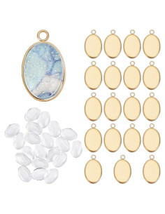 20 Juegos de Pendientes Ovalados HOBBIESAY con Cabochón de Vidrio