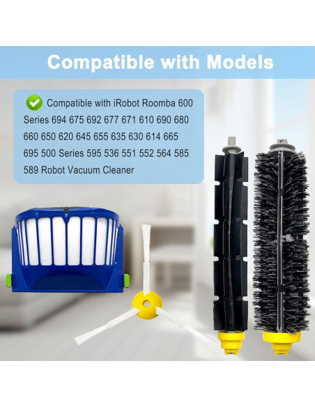 Repuestos iRobot Roomba 600/500 - 3 Cepillos + 10 Filtros