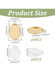 20 Juegos de Pendientes Ovalados HOBBIESAY con Cabochón de Vidrio 2