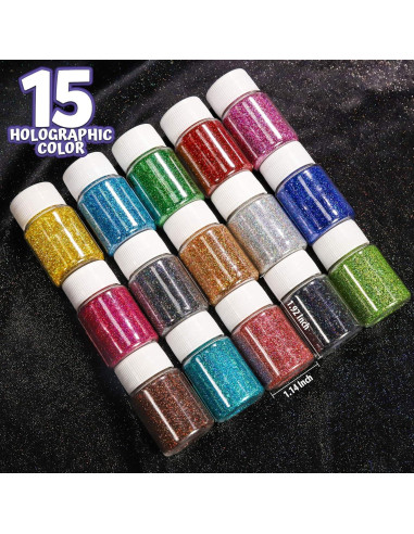 Purpurina Holográfica Fina LEOBRO 15 Colores 10g para Manualidades