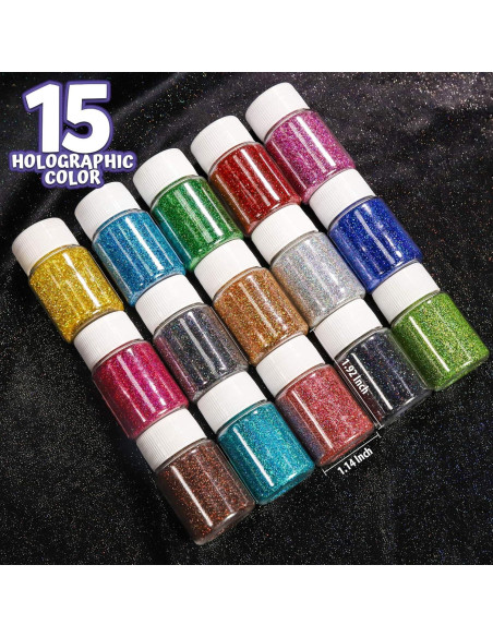 Purpurina Holográfica Fina LEOBRO 15 Colores 10g para Manualidades