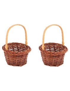 Cestas Miniatura TOYANDONA 2pcs Ratan 8x5cm Estilo Rústico