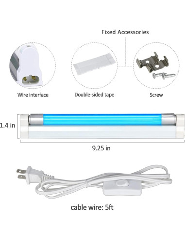 Lámpara Desinfectante UV Coospider 6W Libre de Ozono 23.5cm