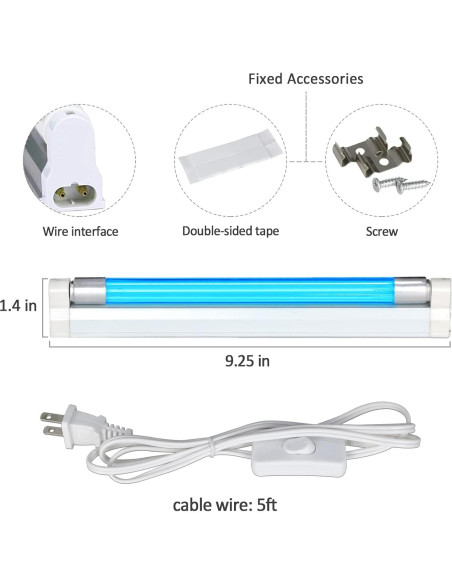 Lámpara Desinfectante UV Coospider 6W Libre de Ozono 23.5cm
