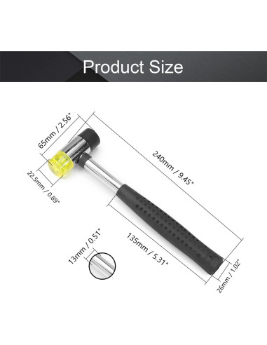 Martillo de Goma Doble Cabeza Utoolmart 240mm para Joyería