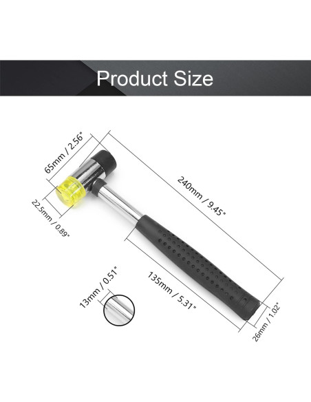Martillo de Goma Doble Cabeza Utoolmart 240mm para Joyería