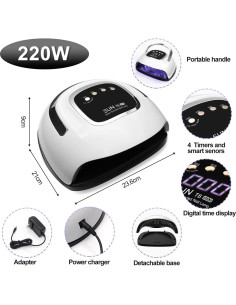 Lámpara UV LKE 220W para Uñas con 4 Temporizadores 2