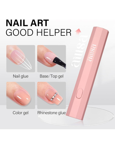 AILLSA Lámpara UV Portátil para Uñas de Gel Rosa
