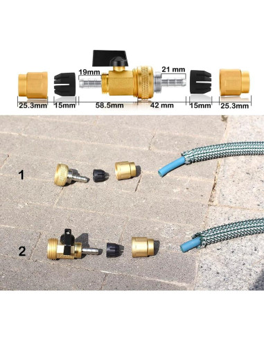 Adaptador de manguera telescópica YELUN con válvula de cierre