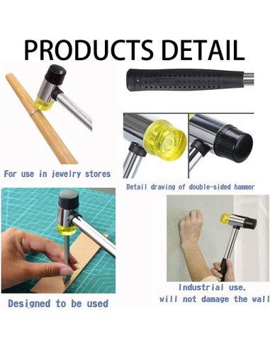Martillo de Goma Doble Cabeza Utoolmart 240mm para Joyería