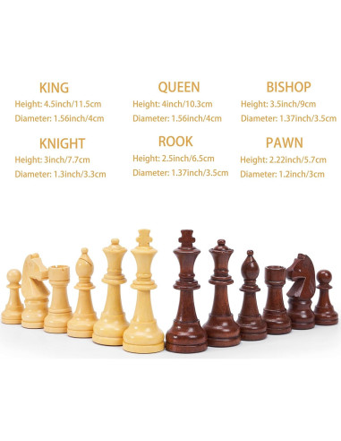 Juego de Ajedrez de Madera Vamslove 32 Piezas Estilo Staunton