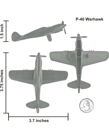 Aviones de Combate TimMee WWII 9pzas Gris 1:100