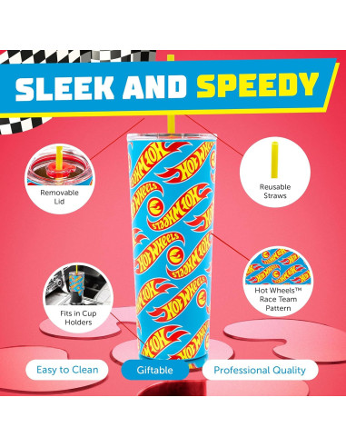 Vaso Aislado Dragon Glassware Hot Wheels 710 ml con Pajilla