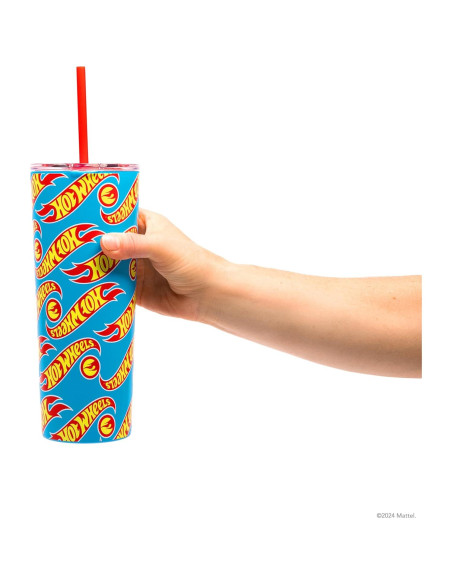 Vaso Aislado Dragon Glassware Hot Wheels 710 ml con Pajilla