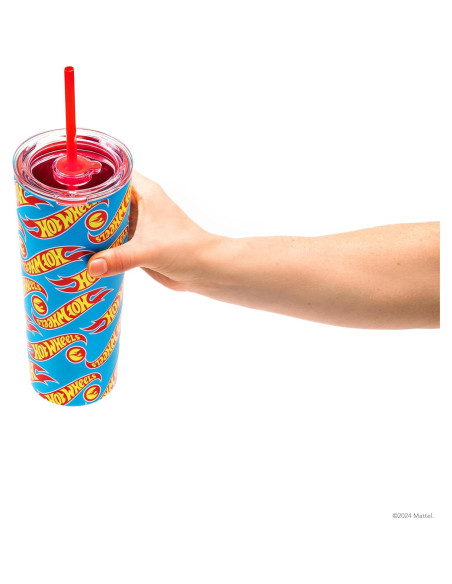 Vaso Aislado Dragon Glassware Hot Wheels 710 ml con Pajilla