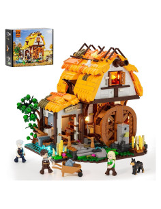 FUNWHOLE Molino de Agua Medieval 1278 Pcs con Luz LED