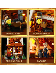 FUNWHOLE Molino de Agua Medieval 1278 Pcs con Luz LED 2