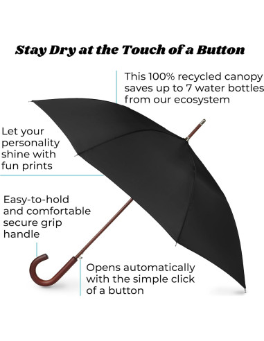 Paraguas Automático Totes de Madera 121 cm Resistente
