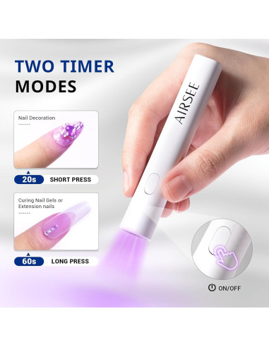 Luz UV Mini AIRSEE para Uñas de Gel Portátil Blanca