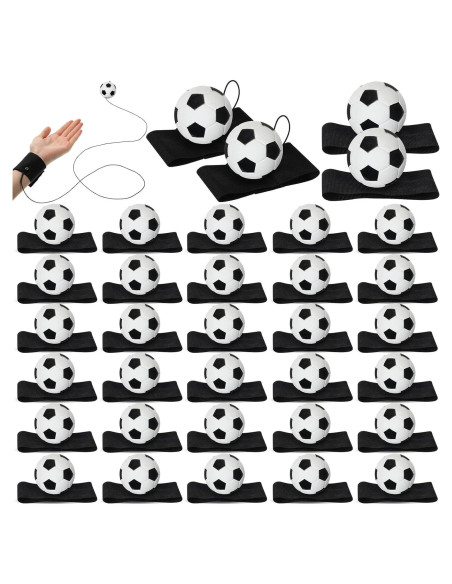 Jerify 30 Pcs Bola de Retorno de Muñeca Fútbol Ajustable
