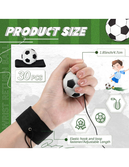 Jerify 30 Pcs Bola de Retorno de Muñeca Fútbol Ajustable