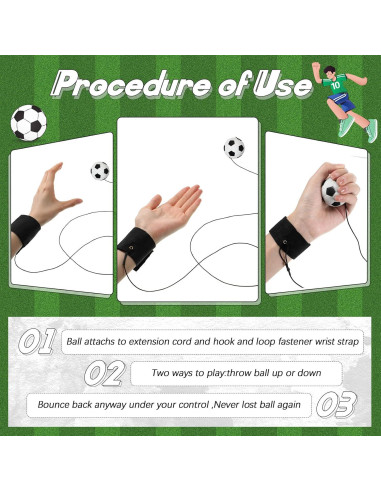Jerify 30 Pcs Bola de Retorno de Muñeca Fútbol Ajustable