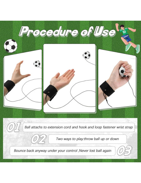 Jerify 30 Pcs Bola de Retorno de Muñeca Fútbol Ajustable