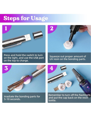 Kit de Resina UV LET'S RESIN 30g con Linterna y Adhesivo