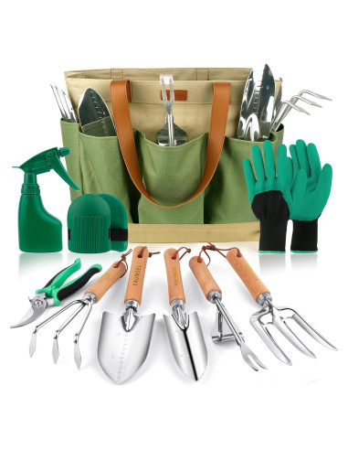 Juego de Herramientas de Jardín YAUNGEL 10 Piezas Acero Inoxidable