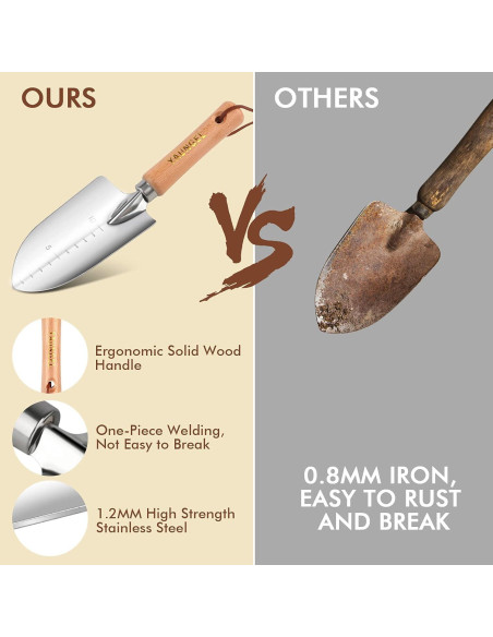 Juego de Herramientas de Jardín YAUNGEL 10 Piezas Acero Inoxidable