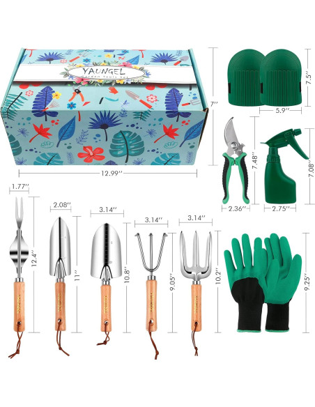 Juego de Herramientas de Jardín YAUNGEL 10 Piezas Acero Inoxidable