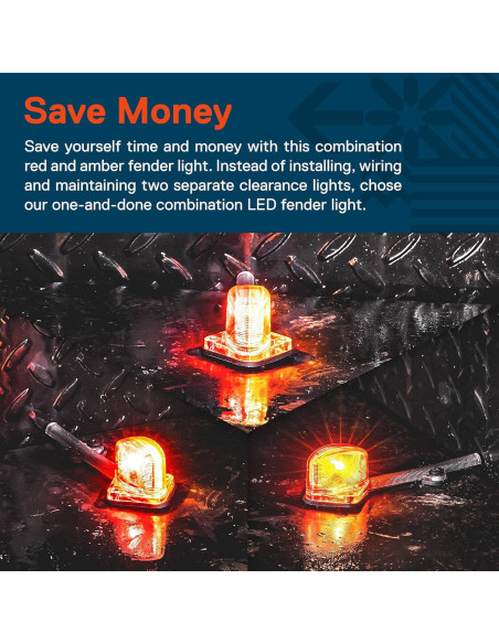 Juego de Luces LED de Guardabarros ONLINE 5" Rojo y Ámbar