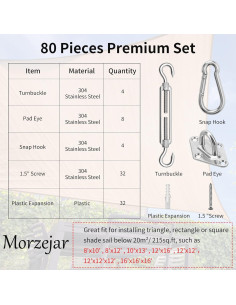 Kit de Hardware para Velas de Sombra Morzejar 80pcs 2