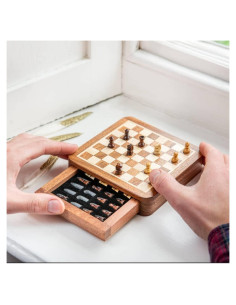 Juego de Ajedrez Magnético de Madera Star 13.34 cm Hecho a Mano