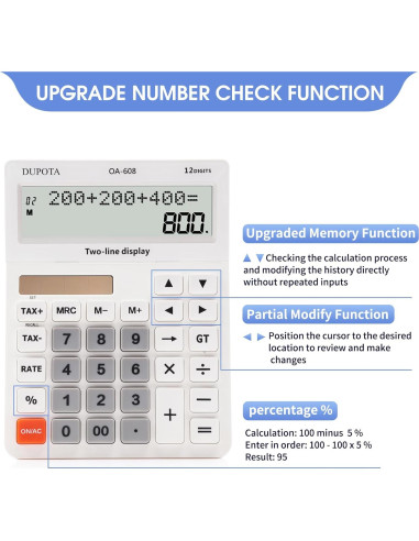 Calculadora de Escritorio DUPOTA OA-608 12 Dígitos LCD Grande