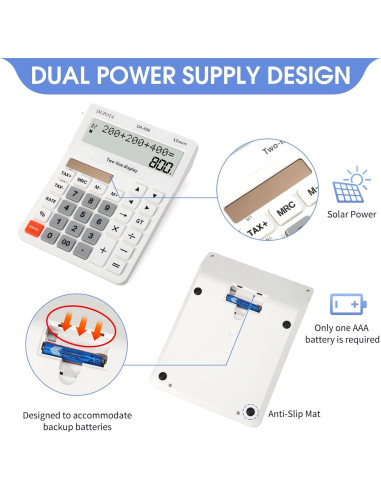 Calculadora de Escritorio DUPOTA OA-608 12 Dígitos LCD Grande