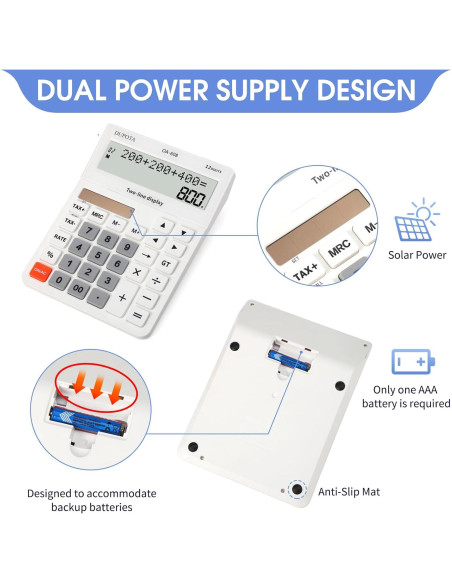 Calculadora de Escritorio DUPOTA OA-608 12 Dígitos LCD Grande